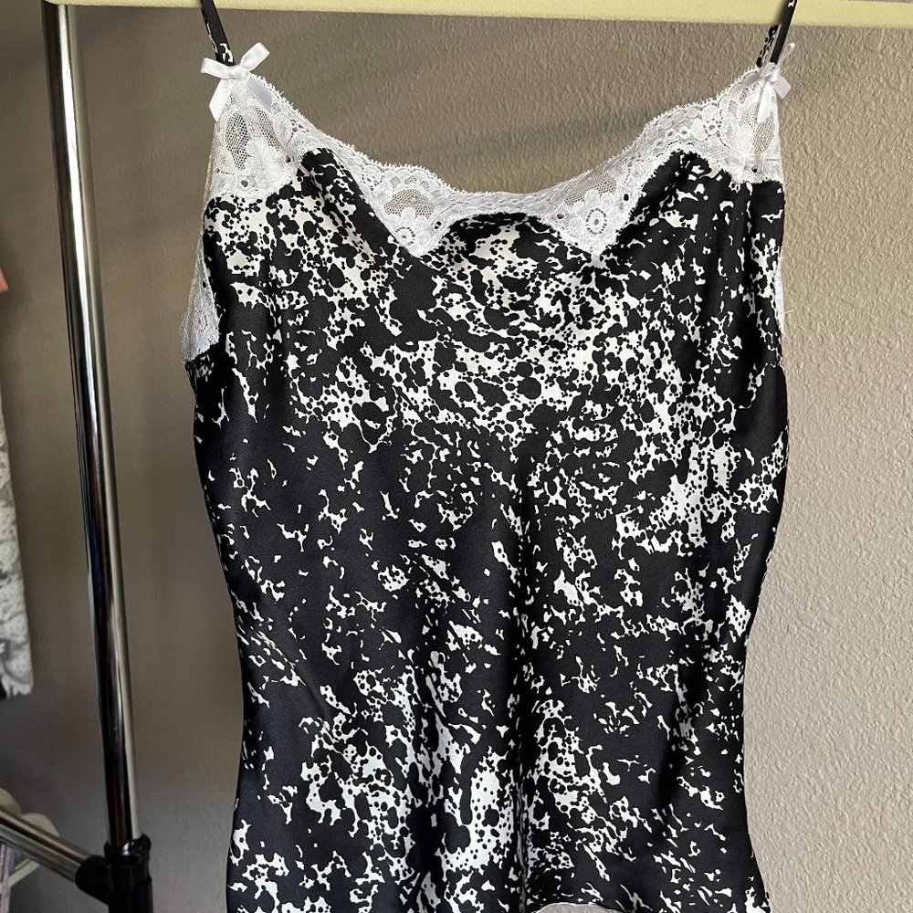 VINTAGE BLACK AND WHITE SPECKLE SLIP TOP